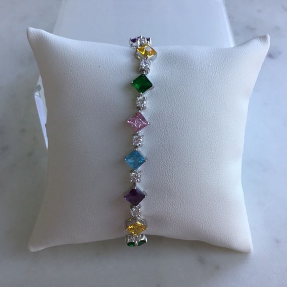 Sterling Silver 7” Multi Color CZ Bracelet - Picture 16 of 17